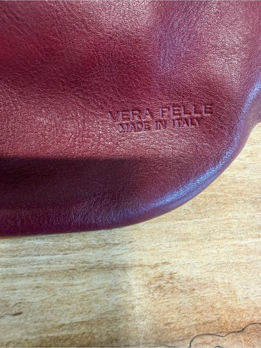 Leather Convertible Sling/Backpack in Burgundy with Tan Strap